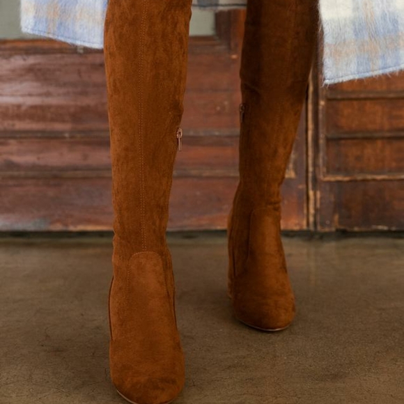Chestnut Over The Knee Thigh High Boots - Picture 3 of 7